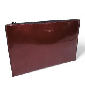 Pauls Boutique Patent Maroon Flat Zip Top Pouch Clutch